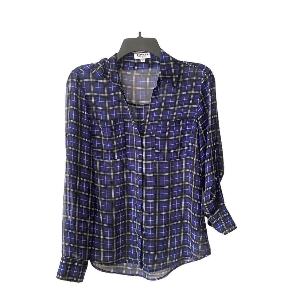 Blue and white button down shirt from express